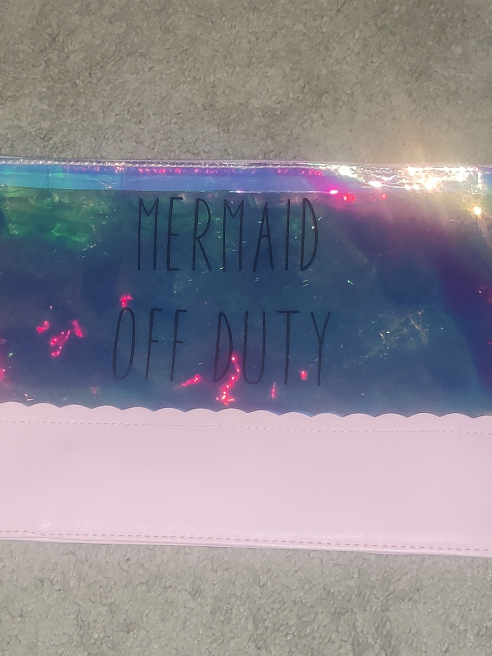 Iridescent "Mermaid Off Duty" Cosmetic Pouch - PINK